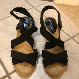 Size 7.5 black Lucky Brand wedges